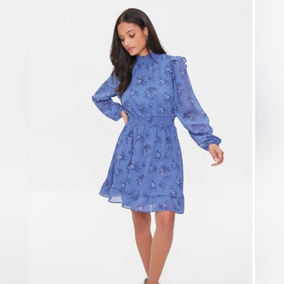 Floral Print Ruffled Mini Dress - Picture 3 of 13